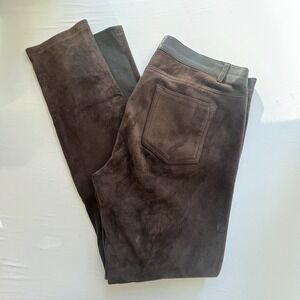 VINCE Designer Luxe Chocolate Espresso Rich Brown Soft Leather Suede Pant‎ Sz 10